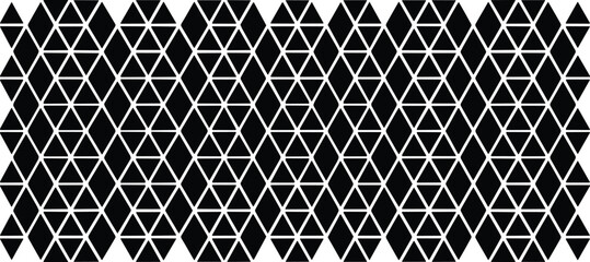 Striking minimalist black and white geometric pattern featuring an intricate seamless tessellation of alternating triangles and diamonds, ideal for contemporary wallpaper or digital backgrounds. © Vector Expert