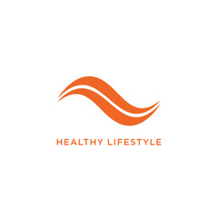 Fototapeta premium Stylized Healthy Lifestyle Logo Concept Featuring Wavy Lines
