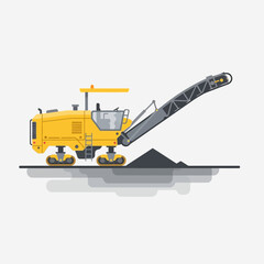 Obraz premium Heavy Duty Road Milling Machine Operating On Construction Site