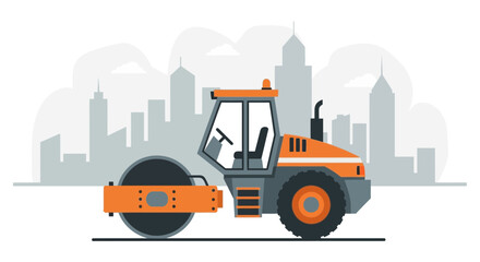 Heavy Duty Road Roller Compactor Machine In Urban Construction Environment