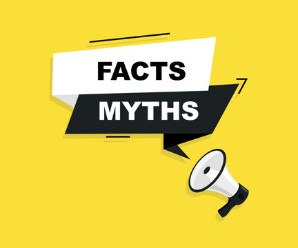 Facts vs myths. Concept of thorough fact-checking or easy compare evidence. Badges for marketing and advertising. Vector illustration