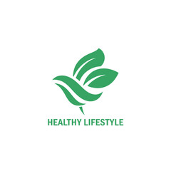 Green leaves symbolizing healthy lifestyle concept in a simple illustration