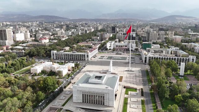 Bishkek, Kyrgyzstan October,17,2025: vibrant Ala-Too Square of kyrgyzstan