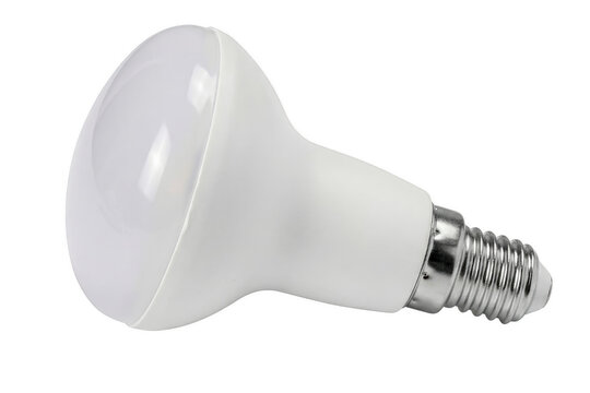 White R-Type LED Reflector Light Bulb with Small Screw Base Isolated on a Deep Dark Setting