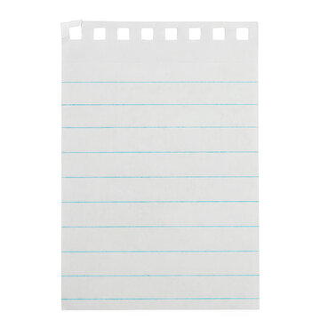 White Lined Paper Sheet with Perforated Top Edge and Punch Holes