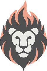 Fototapeta premium Lion flames simple lion head icon inside flame shape with bold contrast