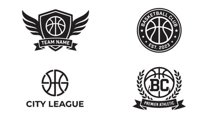 Professional Basketball Team Logo and Shield Emblem Set. © Azizur