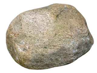 Weathered, rounded granite boulder with mottled gray and beige texture isolated on a deep void © md