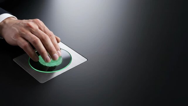 A hand interacts with a modern glowing green control dial embedded in a dark surface, suggesting advanced technology.