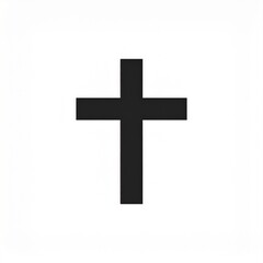 Black cross symbol isolated on white background minimalist religious icon design