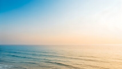 Fototapeta premium Ocean Sunset Horizon – Tranquil Waves, Nature, Seascape, Gradient Sky, Relaxation, Abstract Background