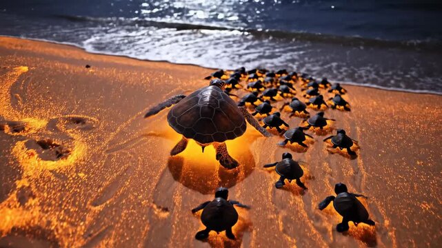 Amazing Sea Turtles Hatching and Making Their Way to the Ocean.