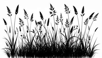 Tall wild grass field swaying in soft sunlight minimalist nature background