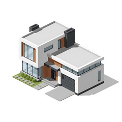 Modern house with garage and garden.