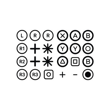 Diagram of a video game controller button layout in black and white