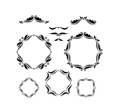 Black classic floral frames and headers collection. Part1
