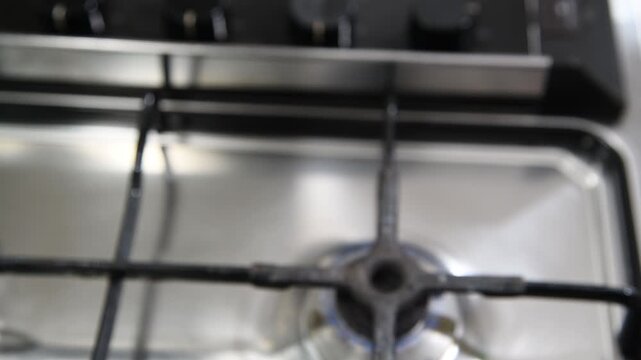 Making coffee with Moka pot. Italian espresso coffee in moka close-up