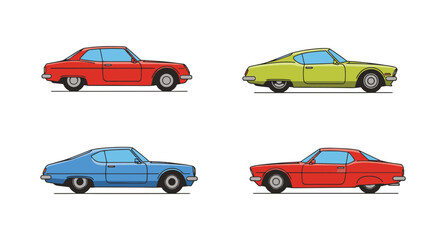 Fototapeta premium Classic Car Line art clean modern color illustration
