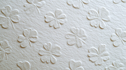 Repeating Embossed Clover Pattern on Premium Cotton Paper Background