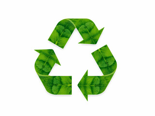 Obraz premium World Recycling Day symbol with leaves on a white background — Icon of Sustainability and Ecological Recycling -