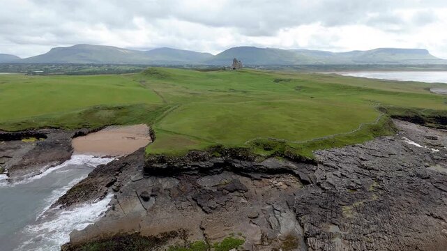 Aerial view of Classiebawn Castle on County Sligo, Ireland