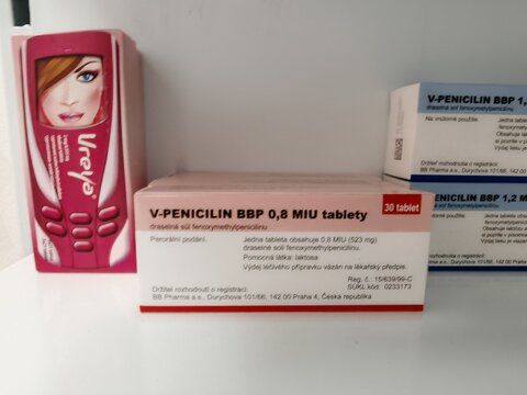 Prague,Czech Republic-23.01.2026: V Penicilin BBP containing phenoxymethylpenicillin is an antibiotic used for treatment of streptococcal infections
