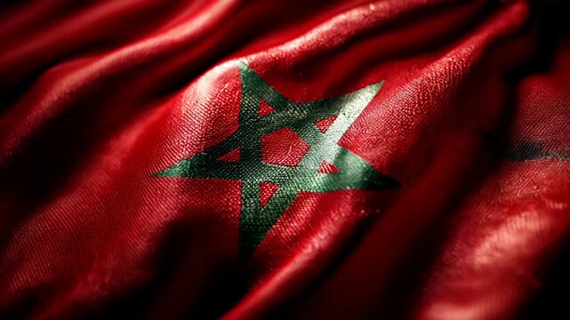 moroccan flag waving in the wind. flag of morocco