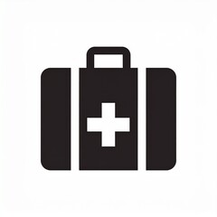 Fototapeta premium Medical first aid kit bag with plus sign icon isolated on white background