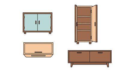 Cupboard Line art creative design modern abstract style illustration
