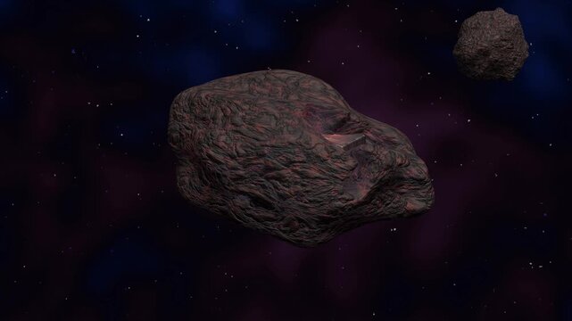 Interstellar object, alien probe inside asteroid, comet, meteor.  Rocky surface dissolves, revealing alien tech inside celestial object. Extraterrestrial technology.
3d animation.