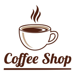 A stylish illustration of a coffee cup with steam, representing a cozy coffee shop.