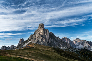 Fototapeta premium Beautiful view from Passo Giau, Dolomites, Italy. Beautful mountain peaks.