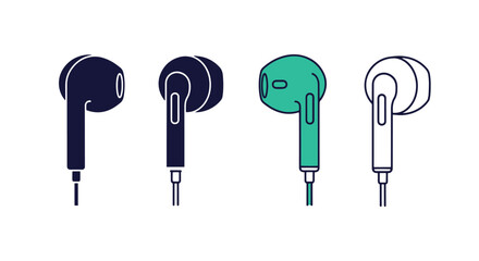 Earbuds Line art clean elegant color illustration