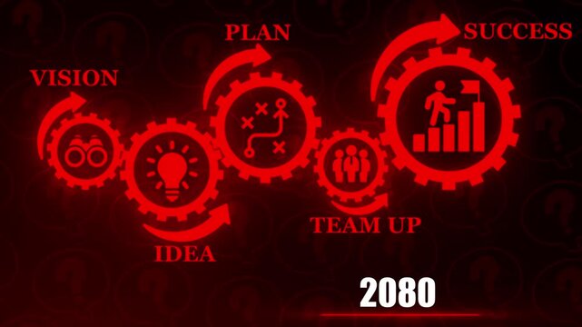 Business Strategy Gears Vision Idea Plan Team Up Success with 2080 Year image photo