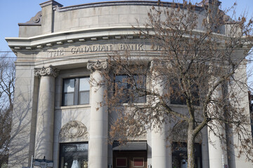 Fototapeta premium Riverside Branch of the Canadian Bank of Commerce, located at 744 Queen St E, designed by Darling & Pearson, 1905, Toronto (Stephan Caras Design Inc)