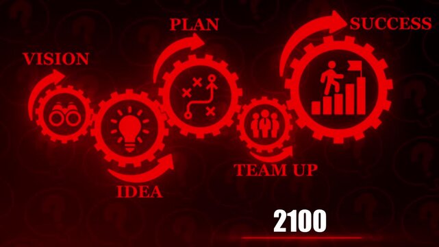 Business Strategy Gears Vision Idea Plan Team Up Success with 2100 Year image photo