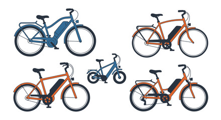 Obraz premium Electric Bikes Line color filled modern design contemporary vector