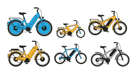 Obraz premium Electric Bikes Line art vector set abstract bright color illustration