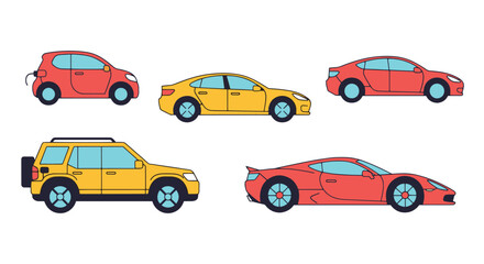 Fototapeta premium Electric Cars Line art illustration minimal colorful