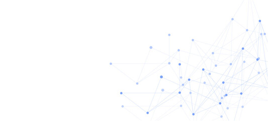 Abstract tech network connection dots. Digital technology and big data analysis background christmas tree made of stars abstract background with blue lines © nijom