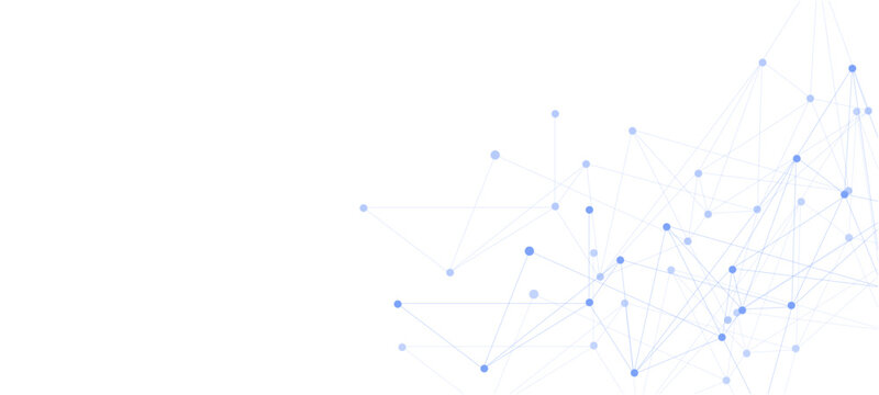 Abstract tech network connection dots. Digital technology and big data analysis background christmas tree made of stars abstract background with blue lines