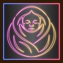 Fototapeta premium Neon Portrait Woman Glowing Abstract Art Design Vector Illustration Bright Light