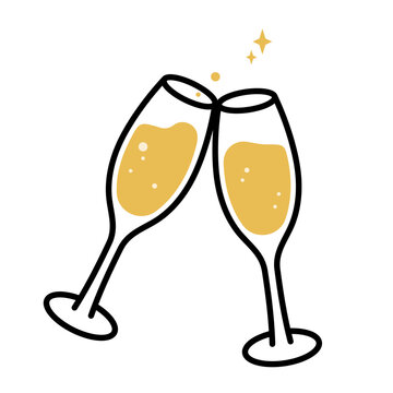 乾杯するシャンパングラスイラスト