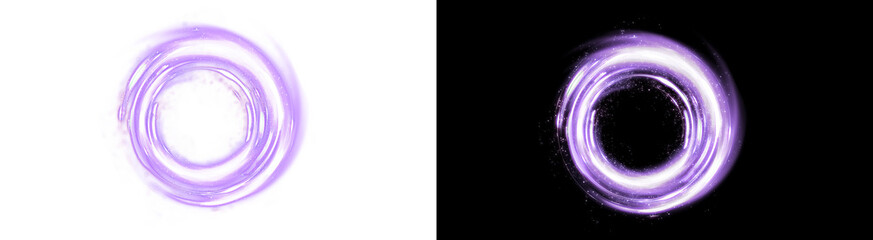 PNG image of&nbsp;Vibrant swirling vortex of purple and white luminous energy featuring sparkling particle trails on transparent background