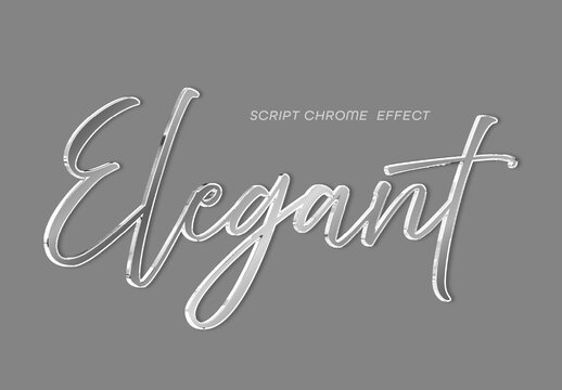 Glassy Script Chrome Text Effect