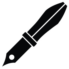 Obraz premium Fountain pen icon on white background with silhouette style drawing