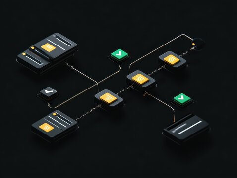 approval workflow isolated on a black background