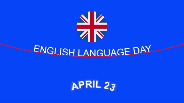 English language day with united kingdom flag icon on blue background