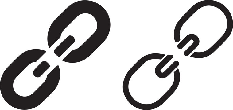 Broken link icon silhouette with premium uniform outline.