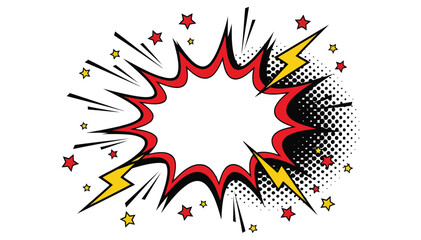 Vibrant explosion with dynamic energy and comic book style effects radiating outward